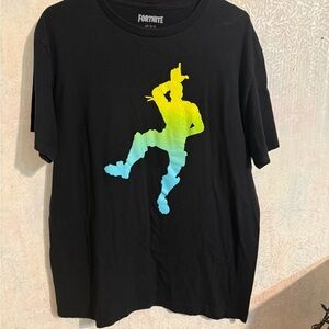 Fortnite‎ Black Tee with Vibrant Gradient Design, 100% Cotton